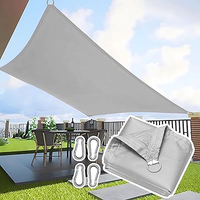 サンシェード 防水 3M*6M グレー 四隅にはD型メタルバックルが付属 日除けシェード 雨よけ 遮