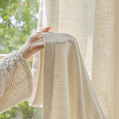 窓掛け 2枚仕かける 幅150cm×丈208糎リネン 麻風 ほど好いたらしい遮光性 スピード競技窓掛け 透け透け 遮熱 UV