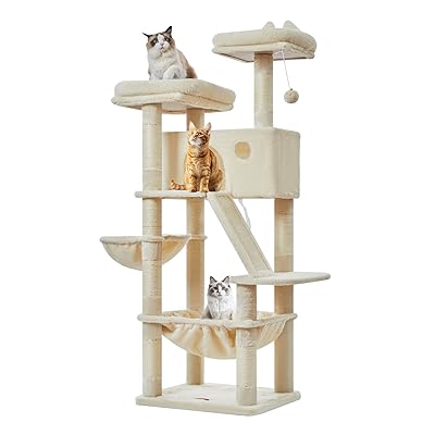 キャットタワー 大型猫用 高さ約146cm 据え置き式 猫タワー 多頭飼い対応 シザル爪研ぎポール