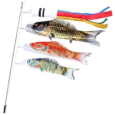 鯉のぼり こい旗幟 金箔 1.5m書き割り 鯉3匹 金箔押 鯉幟 小わっぱの日 端午の節句 初節句 2m伸縮ス