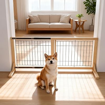 愛玩動物論理ゲート 犬 高さ60コマーシャル 伸縮幅約85～155糎 木製 ベット駒寄せ 置くだけ 柵 室内 飛び出し防