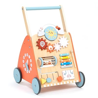 木製ベビーウォーカー 18か月以上の赤ちゃん向けの御拾いかばい立て具 手あそび あやつり人形の乳母車 ベビ