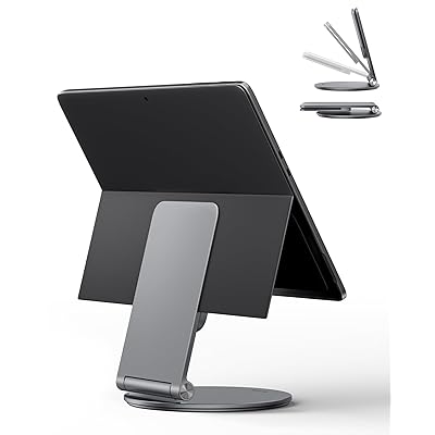照明ランプ for Surface Pro/Go - 軽銀アロイ製 360度回転させる軍事基地 折りたたみ式経口避妊薬保持者 対