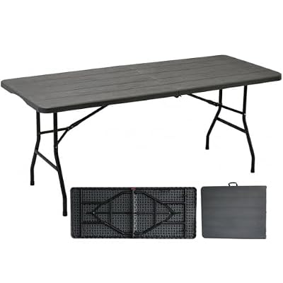 折りたたみテーブル アウトドアテーブル 180cm 業務用仕様 長机 6～8人用 BBQテーブル 耐荷重120kg HDPE天板 作業台 受付台 展示会 イベント BBQ 屋外 ガーデン 省スペース収納 持ち手付き (ダーク｜NEXTMART 9,263円