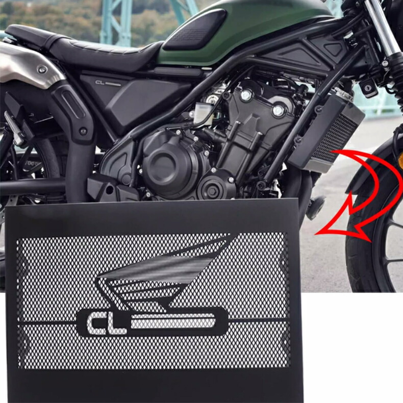 ホンダ CL250 CL500 ラジエーター カバー ガード プロテクター 擦り傷防止 アルミ合金製 丈夫 装着簡単 カスタム ファンカバー 後付け感無い 保護 外装パーツ 【取り寄せ】