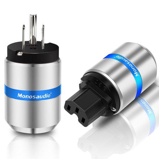 Monosaudioオーディオ用電源プラグロジウムメッキ純銅3ピン電源コネクタ15A/125V10A/250V自作電源プラグアルミニウム合金製シェルオーディオ用パワープラグIEC320C13コネクターペアハイエンド
