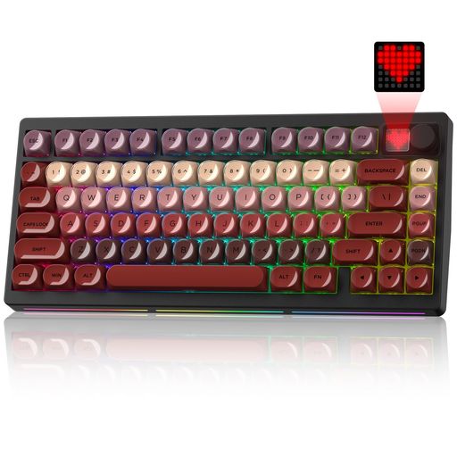 ワイヤレスゲーミングメカニカルキーボードWomierMT75キーボード75%コンパクトLCDスマートディスプレイ&デュアルアルミノブガスケットマウント3モード接続Bluetooth5.0/2.4GHz/USB-C8000mAh