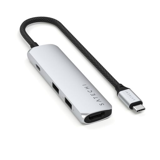 Satechi 4 in 1 USB C ハブ マルチポートアダプター HDMI 4K@60Hz、100W PD充電、USB-Aデータポートx2搭載 MacBook Air/Pro/Neo、iPad Air/Pro、Windows用 - シルバー|NEXT STORE17