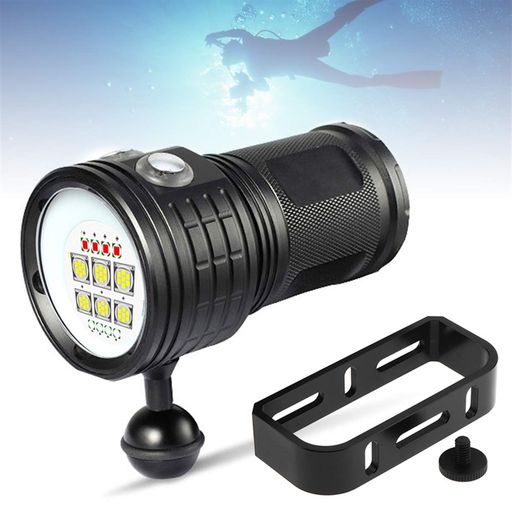 SecurityIngダイビングライト赤青白ライト8000lmIPX-8防水水中80M120度広いビームスキューバーダイビングライト水中写真動画懐中電灯ダイビング夜釣りキャンプダイバーライト(電池は別売り)