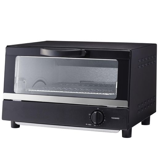 ツイン小鳥 オーヴントースター 4枚焼き 1200W 15分タイマー 広々庫内 天板付 黒いこと TS-4194B