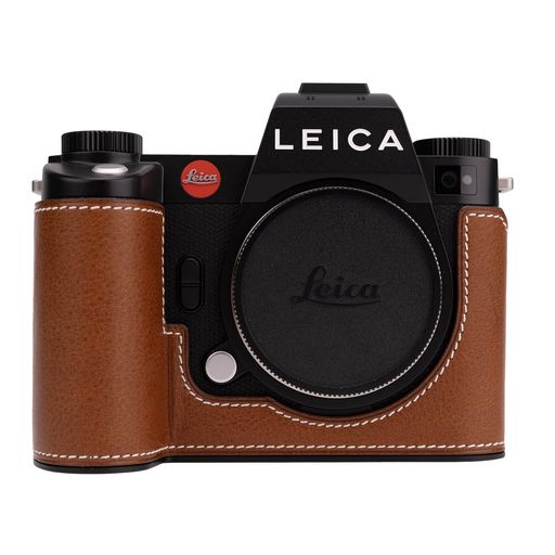 【CLChandmade】相応うLeicaSL3専用カメラケースカメラカバーカメラバッグ本革頭層牛皮本体+金属元素軍事基地お皿(Brown-Mbox)