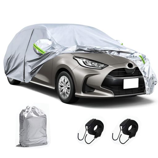 Verocis車ボディカバーコンパクト車汎用フルカバー内装保護防塵/防汚熱遮断・UVカット・防雪/結露対策高密度しっかり材質現車サイズ車用プロテクター屋外遮熱カバー駐車場車内温度上昇…