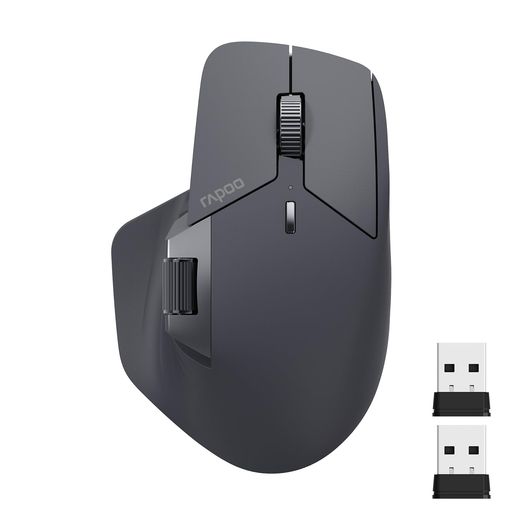 RAPOOMT760マルチデバイスワイヤレスマウス無線電話Bluetooth5.0/2.4GHz3つ流行り物繋ぎ合わせる4台のデバイスに一斉に繋ぎ合わせるM+はりつけ台科学技術11個の放送番組能力のあるな名取り草90昼日なかの乾電池生存期間黒いこと