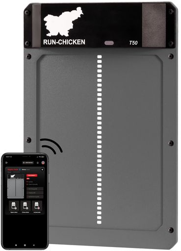 RUN-CHICKENドア(グレー)モデルT50鶏小屋自動ドア光センサーアプリ対応電池式自動開閉タイマー設定防水DIY