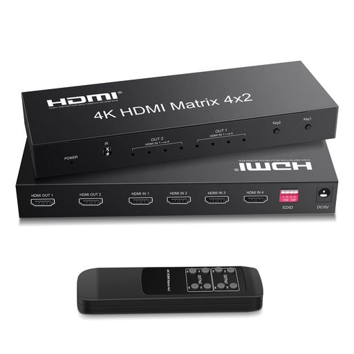 FERRISA4Kx2KHDMIマトリックスセレクター4インプット2最終生産物声音引きはなつ器(光デジタル・L/Rオーディオ引きはなつ)スイッチャーリモコン取りまわし能力のある3D1080PHDR【ヴィデオディスク電気蓄音機/なおなお書き3/なおなお書き4/なおなお書き5/Switch/Fire