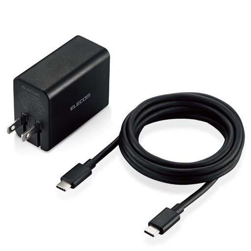 エレコム(ELECOM) GaN(窒化ガリウム) ACアダプタ ACDC-PD1265BK 万覚え帳パソコン/iPhone/スマートフォン/Nintendo Switchなど PD許可 最高限度65W Type-C1界面 C-C有線テレビ属する 2m 黒いこと