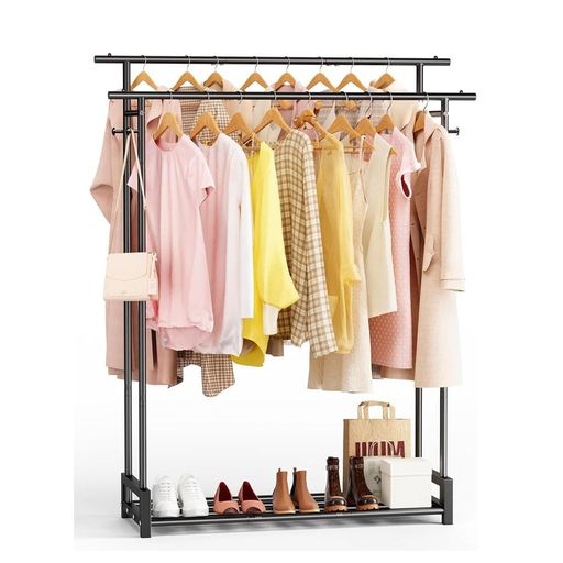 楽天市場】LNYCJP ハンガーラック 2メッシュ棚付き パイプハンガー