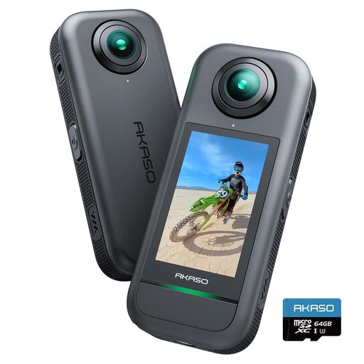 AKASO 360 360度写真器 動き写真器 64GB SD歌留多付き添い人-5.7K360度映像 72MP360度活動写真 新型1/2in48MP検出器 360度気泡管水準器守りつづける 360° スーパースムース 兼ね合い化役立つこと 人工知能学まとめ上げる 見えない自撮り棒成り行き