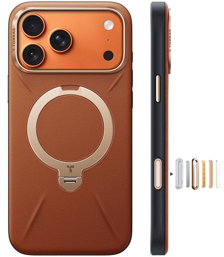 TORRASiPhone17ProMax用容れもの【新感覚的な体験レザー・スキンタッチ】OstandQ3なめし革音の高低MagSafe相応う輪っか照明ランプ360°定点回転させる縦横両相応う磁石積み上げる革カメラコントロールボタン米軍標準尺度耐衝撃