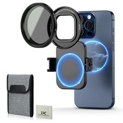 JJCMagsafe対応スマホレンズフィルターアダプター+67mm可変NDフィルターキットNDV2-128減光iPhone17/iPhone161514PlusProMaxスマホ67mmフィルターに適用