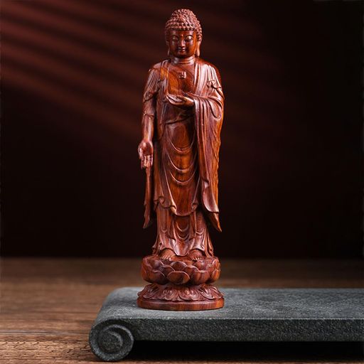 木彫りの仏像【阿弥陀如来立像】20cm 阿弥陀如来像 木製仏像 (戌・亥年生まれ)十二支守り本尊 干支(あみだにょらいり) (紫檀)｜NEXT STORE17