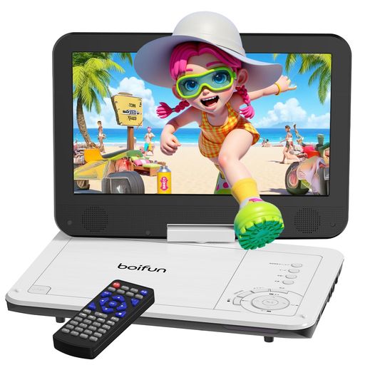 【2026超軽量】BOIFUNポータブルDVDプレーヤー12.5型ミニプレーヤー10.5インチ1024*600液晶270°回転可能折りたたみ式スクリーン2500mAhバッテリー最大5時間再生CD/DVD/USB/SD/AV対応