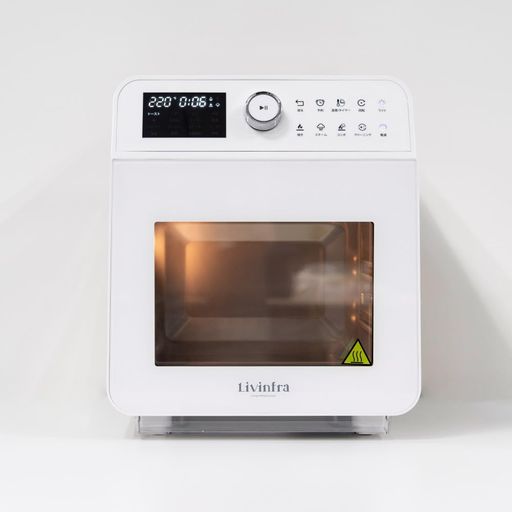 【分子調理学研究家監修レシピ付き】Livinfraスチームノンフライヤーエアフライヤー【ワンタッチ自動洗浄】【蒸す焼く揚げオールインワン】15L大容量16種類プリセット簡単操作360°回転機…