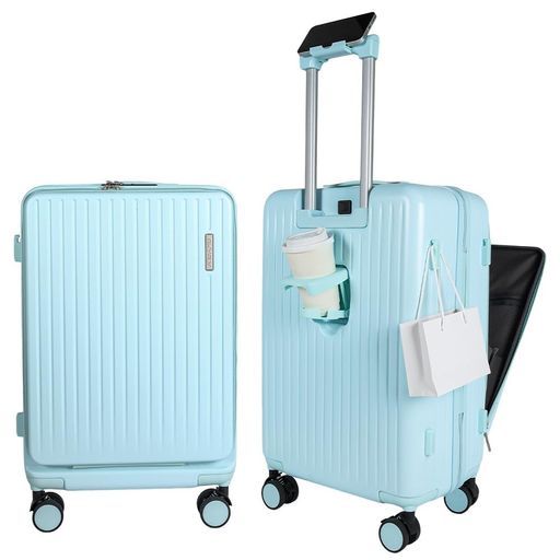 [SKYFLY]スーツケースmサイズ軽量キャリーケースフロントオープン片開き頑丈前開きTSAロックキャリーストッパー付き静音キャスター360度回転【多機能フロントオープンで簡単取り出し!ビ…