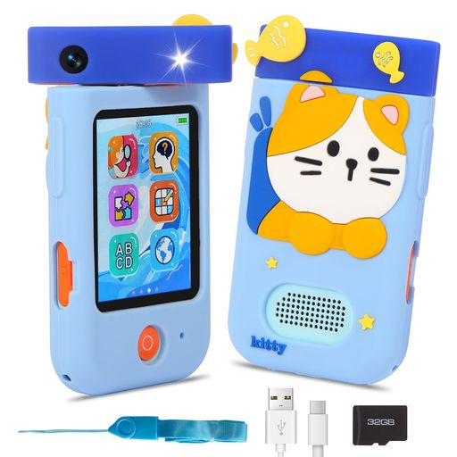 キッズフォン、ARNSSIEN子供用スマートフォンおもちゃ、180°回転レンズ搭載、タッチスクリーン&シリコンケース、1080P動画対応、3~8歳の男の子と女の子向けのおもちゃ、クリスマス・誕生… 4,364円
