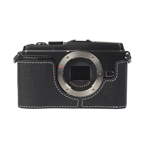 OLYMPUSPENE-P3専用手作り牛皮バッグカバーボディケース(Black)