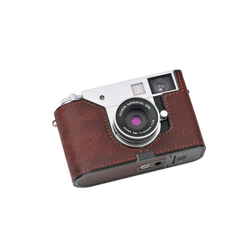 CLChandmade相応うFujix-half/Fujix-half専用カメラケースカメラカバーカメラバッグ本革頭層牛皮本体+金属元素軍事基地一皿(MatteDarkBrown)