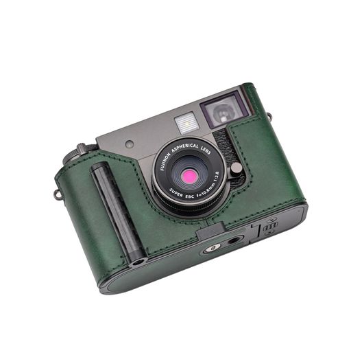 CLC handmade 対応 fuji x-half/fuji x-half 専用 カメラケース カメラカバー カメラバッグ 本革 頭層牛革本体+メタルベースプレート+ハンドル (Museum-C-Green)|NEXT STORE17
