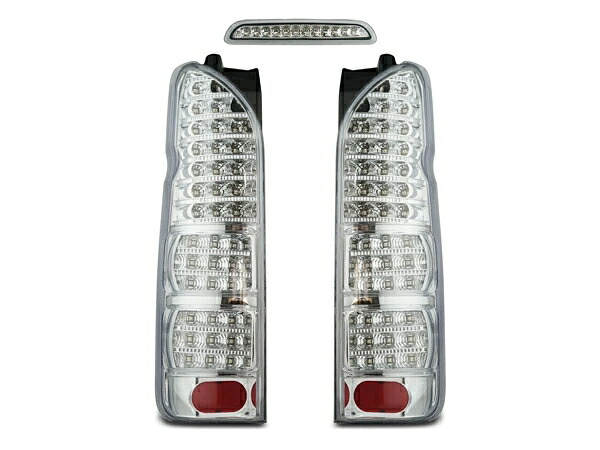 トヨタ ハイエース 200系 フルLED オールクロームインナー LEDテールランプ + ハイマウントストップランプ クリスタルシルバータイプ