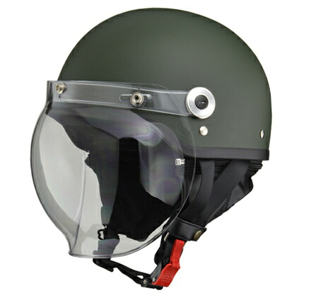 LEAD リード 開閉式バブルシールド付きハーフヘルメット CR-760 マットグリーン