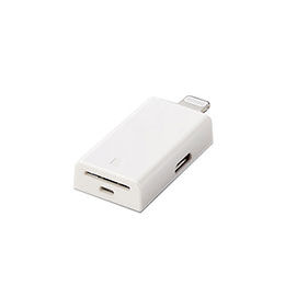 ☆エレコム Lightningカードリーダー メモリーカードリーダー Lightningコネクタ マイクロSD Type-C変換アダプタ付 iPhone コンパクト ストラップホール付 ホワイト MR-LD102WH