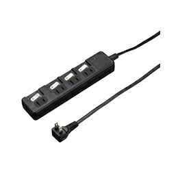 ☆【5個セット】 YAZAWA 雷ガード付4個口節電タップ0.3mブラックH8KS4403BKX5