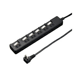 ☆【5個セット】 YAZAWA 雷ガード付6個口節電タップ0.3mブラックH8KS6603BKX5