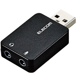 ☆【5個セット】エレコム オーディオ変換アダプタ USB-φ3.5mm オーディオ出力 マイク入力 直挿し コンパクト ブラック USB-AADC01BKX5