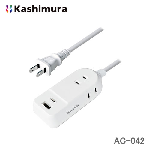【楽天市場】カシムラ 電源タップ AC3 A/C 2P 2.4A 1m AC-042：カー用品卸問屋 ニューフロンテア