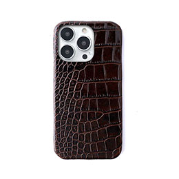 ☆abbi SIGNATURE LIPARI イタリアンレザーバックカバー for iPhone 14 Pro ダークブラウン 背面カバー型 ABS24083i14PDB