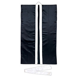 ☆【10個セット】 ARTEC サテンロングハッピ黒(襟銀)L ハチマキ銀付 ATC3153X10