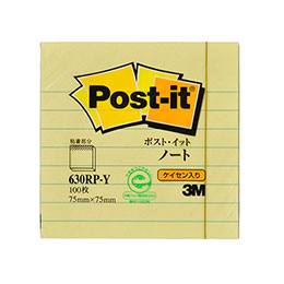 ☆【20個セット】 3M Post-it ポストイット ラインノート再生紙 イエロー75×75 3M-630RP-YX20