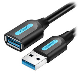☆【10個セット】 VENTION USB 3.0 A Male to A Female 延長ケーブル 1m Black PVC Type CB-7439X10