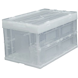 ☆アイリスオーヤマ ハード折りたたみコンテナ フタ一体型 50L クリア HDOH-50L-CL