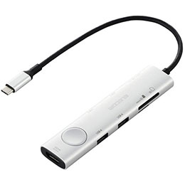☆エレコム Type-Cドッキングステーション PD対応 USB-A×2 USB-C×3 HDMI(4K60Hz) SD+microSD シルバー DST-S080BPSV