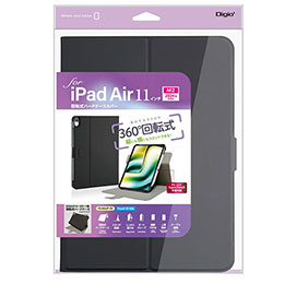 ☆ナカバヤシ 11インチiPad Air(M2)用 回転式ハードケースカバー ブラック TBC-IPA24109BK