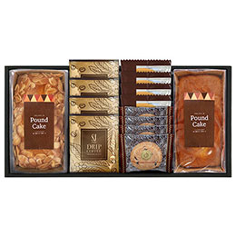 ☆【3セット】 パウンドケーキ&コーヒー・洋菓子セット アーモンドパウンドケーキ、プレーンパウンドケーキ、ドリップコーヒー、ゴーフレット、チョコチップクッキー RQ-40X3