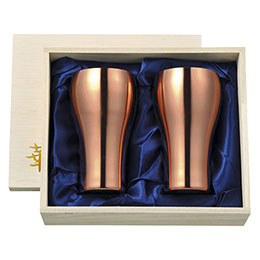 ☆田辺金具 華 タンブラー 300ml 銅ミラー(ブロンズ) 桐箱2ヶセット TK-2860