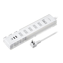 ☆サンワサプライ USB充電機能付きタップ スタンド付き 2P 5個口 3m ホワイト TAP-B47UC-3W