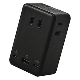 ☆エレコム コンセント直挿しUSBタップ 67W/A×1+C×2 T-U09-3AC2BK